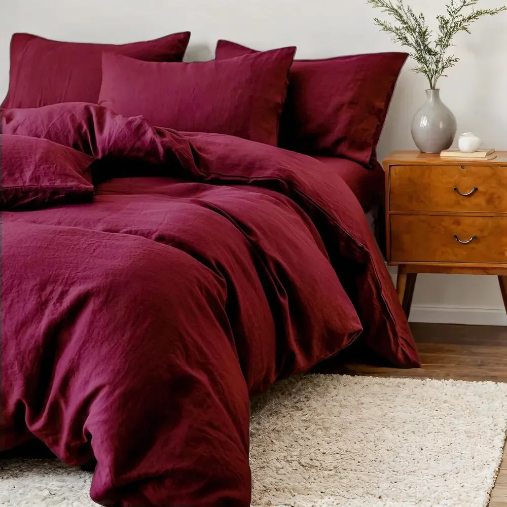 New FEDALI HOME Burgundy Red Duvet Cover Queen Size - Extra Cozy Bedding